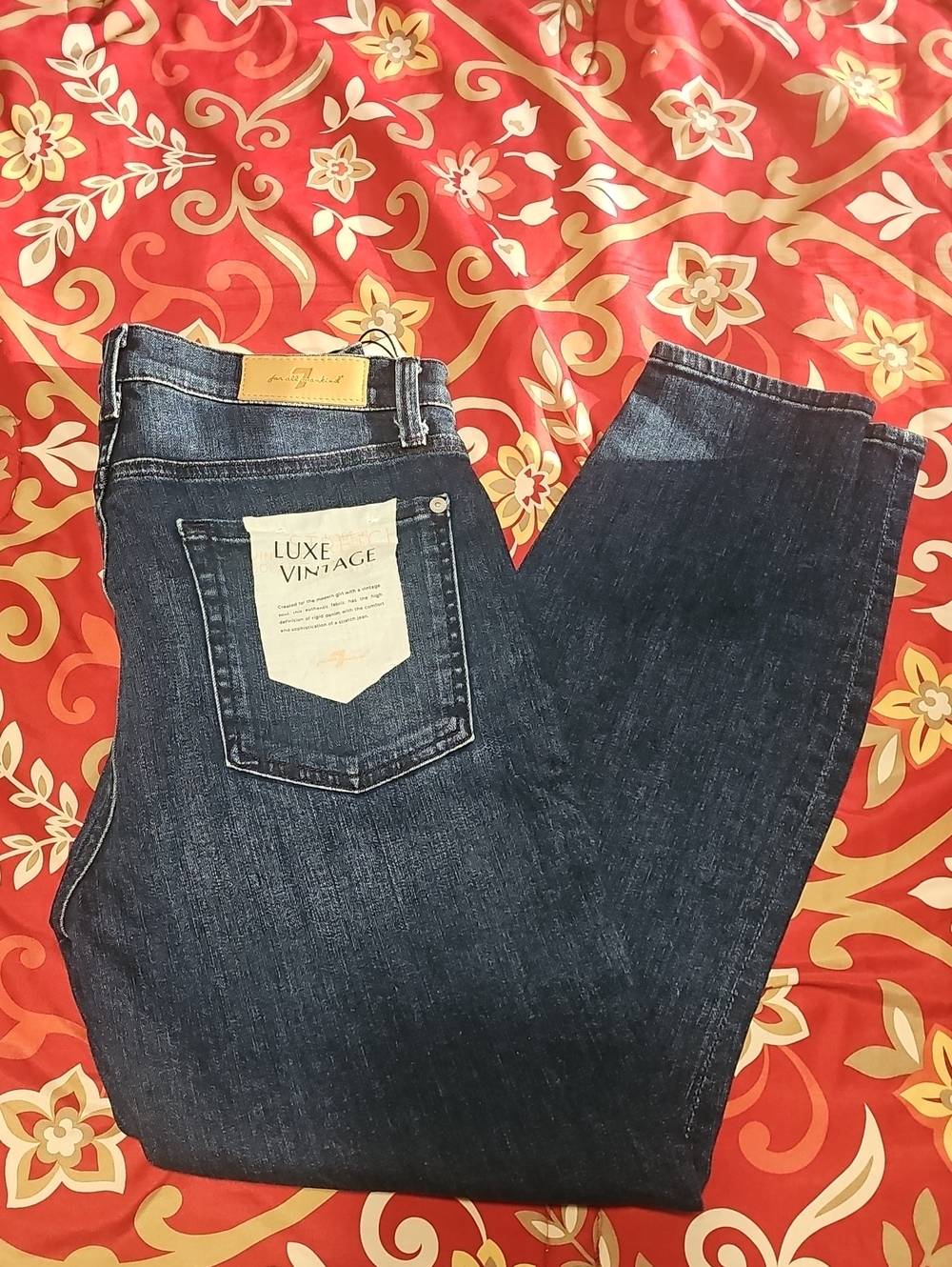 7 For All Mankind Straight Leg Jeans in Dark Blue